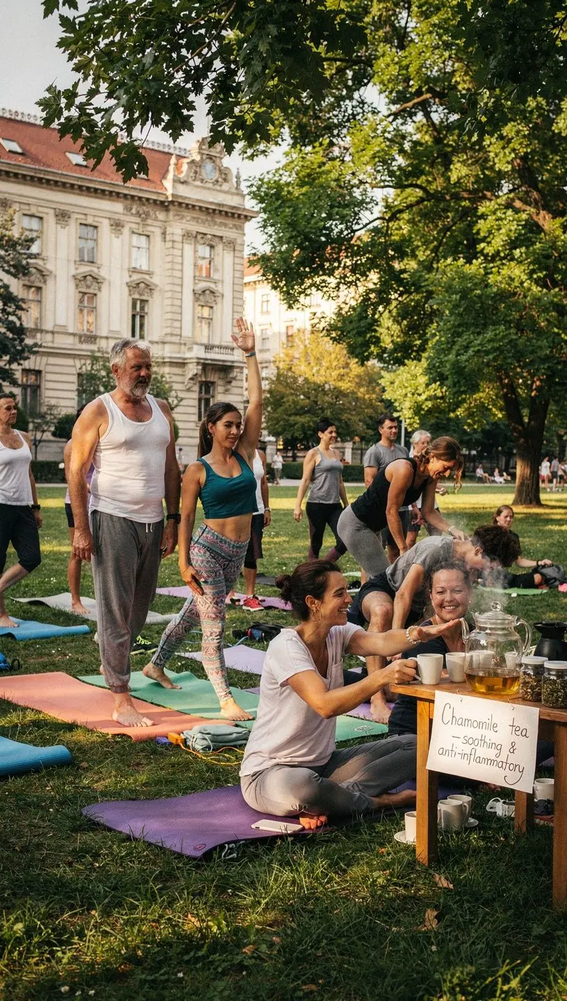 Tudományos ábra a gyulladáscsökkentő hatású teák összetevőiről és előnyeiről.